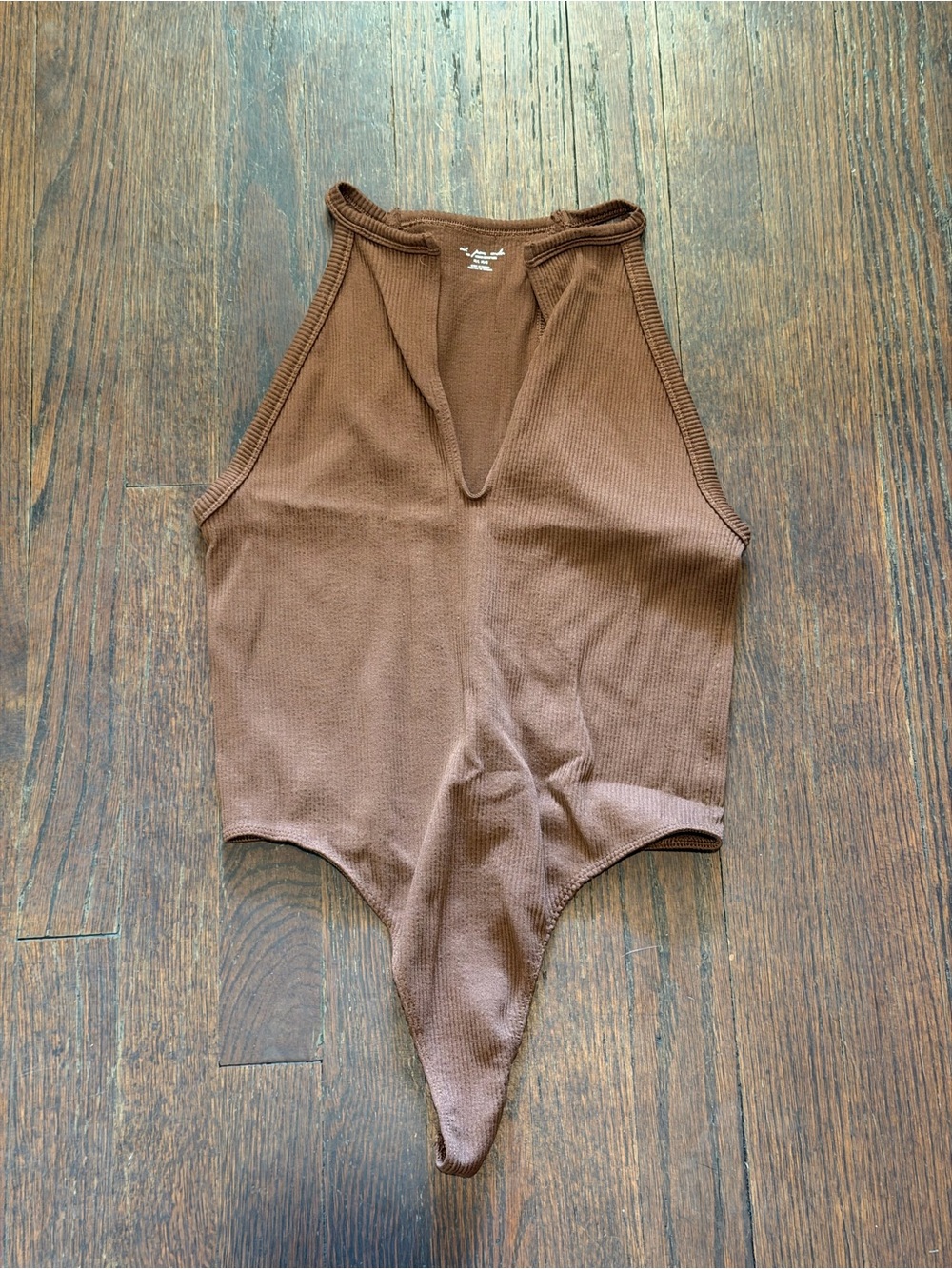 Urban Outfitters Brown Ribbed Halter Bodysuit